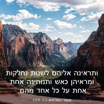 Picture 03 - מעשי השליחים 2:3 HEB - ותראינה אליהם לשנות נחלקות - Bible Verse Picture