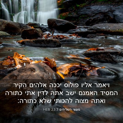 Picture 03 - מעשי השליחים 23:3 HEB - ויאמר אליו פולוס יככה - Bible Verse Picture