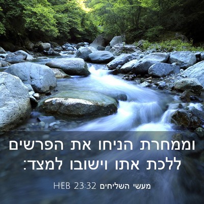 Picture 03 - מעשי השליחים 23:32 HEB - וממחרת הניחו את הפרשים - Bible Verse Picture
