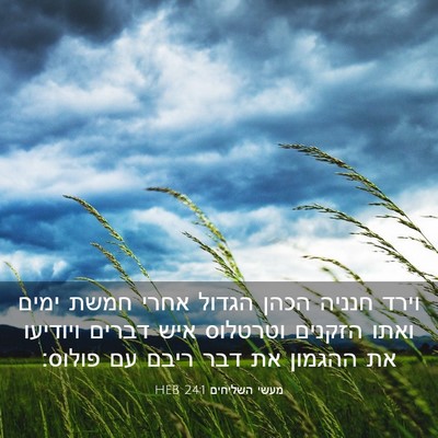 Picture 03 - מעשי השליחים 24:1 HEB - וירד חנניה הכהן הגדול אחרי - Bible Verse Picture