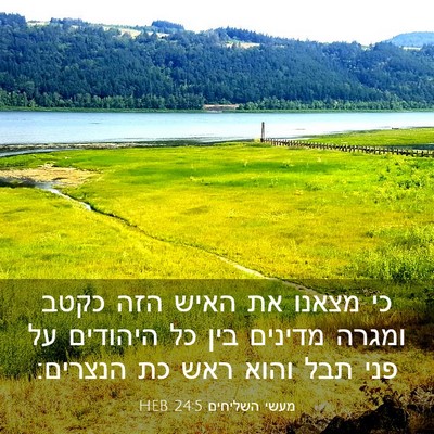 Picture 03 - מעשי השליחים 24:5 HEB - כי מצאנו את האיש הזה כקטב - Bible Verse Picture