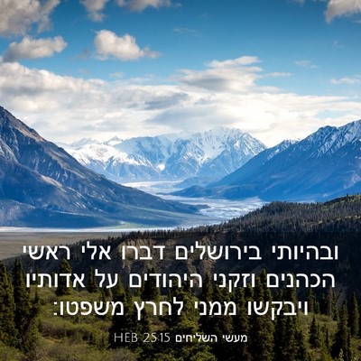 Picture 03 - מעשי השליחים 25:15 HEB - ובהיותי בירושלים דברו אלי - Bible Verse Picture