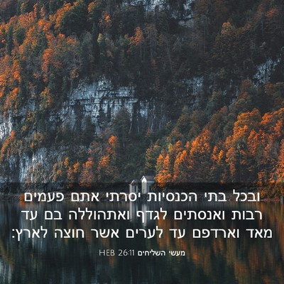 Picture 03 - מעשי השליחים 26:11 HEB - ובכל בתי הכנסיות יסרתי אתם - Bible Verse Picture