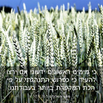 Picture 03 - מעשי השליחים 26:5 HEB - כי מימים ראשונים ידעוני אם - Bible Verse Picture