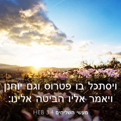 Picture 03 - מעשי השליחים 3:4 HEB - ויסתכל בו פטרוס וגם יוחנן - Bible Verse Picture
