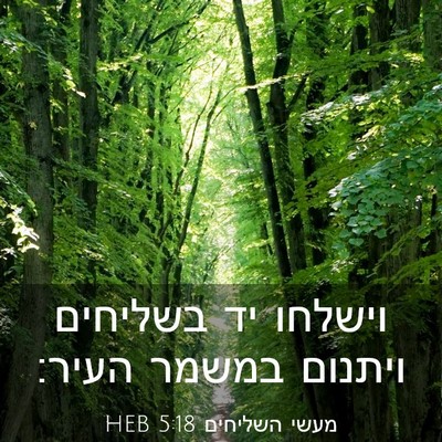 Picture 03 - מעשי השליחים 5:18 HEB - וישלחו יד בשליחים ויתנום - Bible Verse Picture