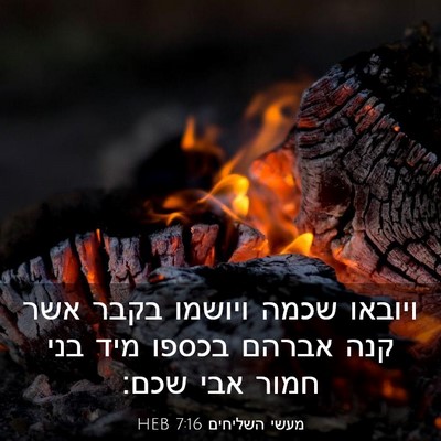Picture 03 - מעשי השליחים 7:16 HEB - ויובאו שכמה ויושמו בקבר - Bible Verse Picture