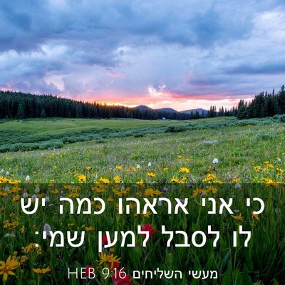 Picture 03 - מעשי השליחים 9:16 HEB - כי אני אראהו כמה יש לו לסבל - Bible Verse Picture
