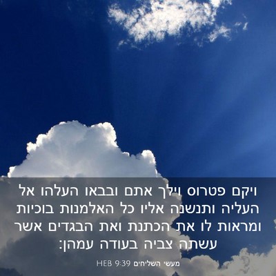Picture 03 - מעשי השליחים 9:39 HEB - ויקם פטרוס וילך אתם ובבאו - Bible Verse Picture