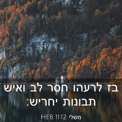 Picture 03 - משלי 11:12 HEB - בז לרעהו חסר לב ואיש תבונות - Bible Verse Picture