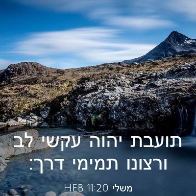 Picture 03 - משלי 11:20 HEB - תועבת יהוה עקשי לב ורצונו - Bible Verse Picture