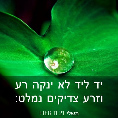 Picture 03 - משלי 11:21 HEB - יד ליד לא ינקה רע וזרע - Bible Verse Picture