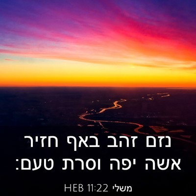 Picture 03 - משלי 11:22 HEB - נזם זהב באף חזיר אשה יפה - Bible Verse Picture
