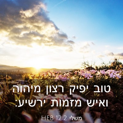 Picture 03 - משלי 12:2 HEB - טוב יפיק רצון מיהוה ואיש - Bible Verse Picture