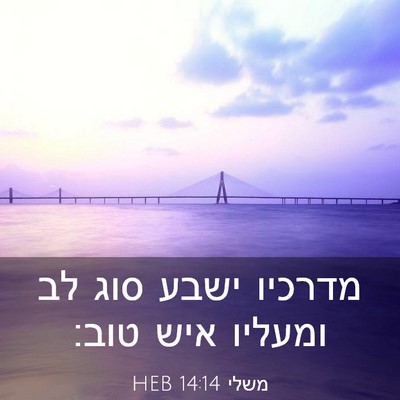 Picture 03 - משלי 14:14 HEB - מדרכיו ישבע סוג לב ומעליו - Bible Verse Picture