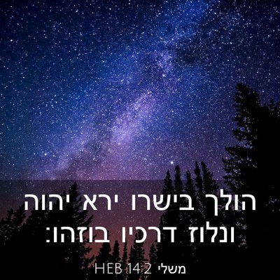 Picture 03 - משלי 14:2 HEB - הולך בישרו ירא יהוה ונלוז - Bible Verse Picture