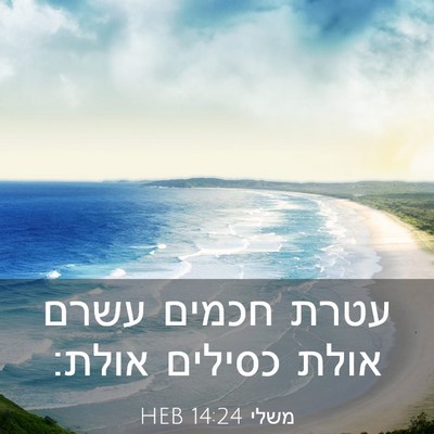 Picture 03 - משלי 14:24 HEB - עטרת חכמים עשרם אולת - Bible Verse Picture