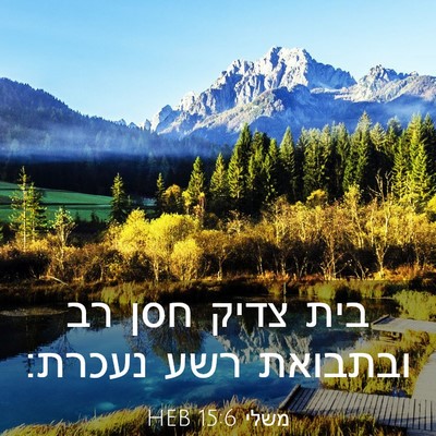 Picture 03 - משלי 15:6 HEB - בית צדיק חסן רב ובתבואת רשע - Bible Verse Picture