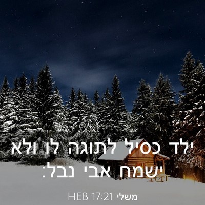Picture 03 - משלי 17:21 HEB - ילד כסיל לתוגה לו ולא ישמח - Bible Verse Picture
