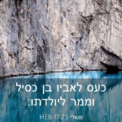 Picture 03 - משלי 17:25 HEB - כעס לאביו בן כסיל וממר - Bible Verse Picture