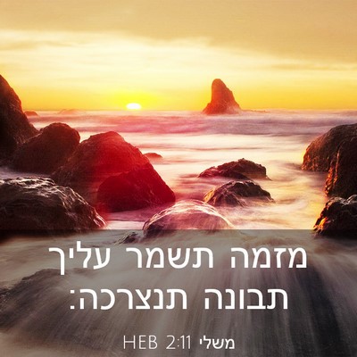Picture 03 - משלי 2:11 HEB - מזמה תשמר עליך תבונה - Bible Verse Picture