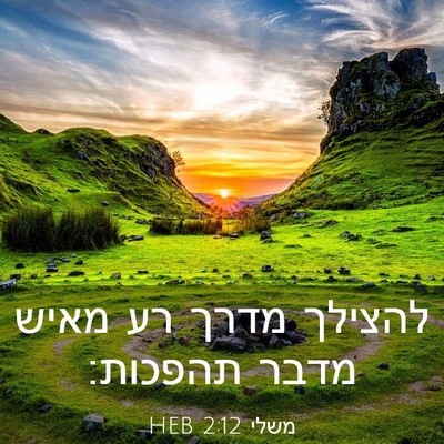 Picture 03 - משלי 2:12 HEB - להצילך מדרך רע מאיש מדבר - Bible Verse Picture