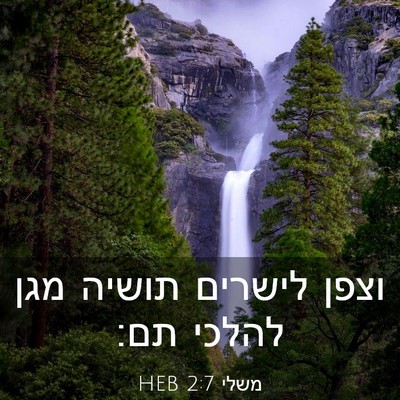 Picture 03 - משלי 2:7 HEB - וצפן לישרים תושיה מגן - Bible Verse Picture