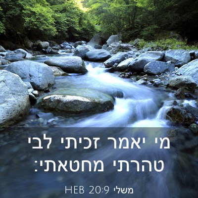 Picture 03 - משלי 20:9 HEB - מי יאמר זכיתי לבי טהרתי - Bible Verse Picture