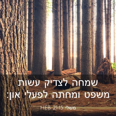 Picture 03 - משלי 21:15 HEB - שמחה לצדיק עשות משפט ומחתה - Bible Verse Picture