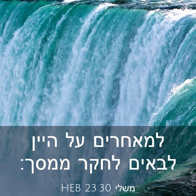Picture 03 - משלי 23:30 HEB - למאחרים על היין לבאים לחקר - Bible Verse Picture