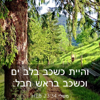 Picture 03 - משלי 23:34 HEB - והיית כשכב בלב ים וכשכב - Bible Verse Picture