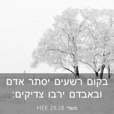 Picture 03 - משלי 28:28 HEB - בקום רשעים יסתר אדם ובאבדם - Bible Verse Picture