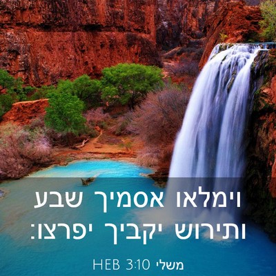 Picture 03 - משלי 3:10 HEB - וימלאו אסמיך שבע ותירוש - Bible Verse Picture
