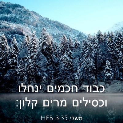 Picture 03 - משלי 3:35 HEB - כבוד חכמים ינחלו וכסילים - Bible Verse Picture