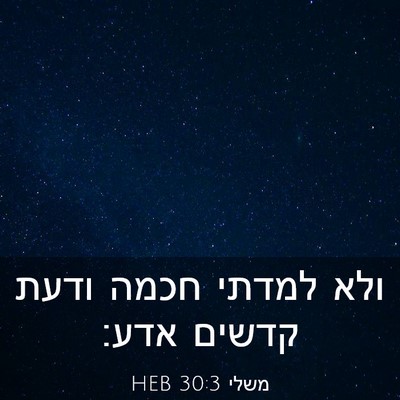 Picture 03 - משלי 30:3 HEB - ולא למדתי חכמה ודעת קדשים - Bible Verse Picture