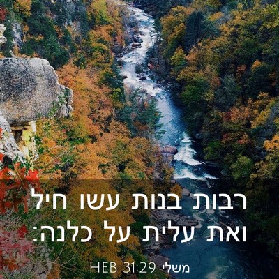 Picture 03 - משלי 31:29 HEB - רבות בנות עשו חיל ואת עלית - Bible Verse Picture