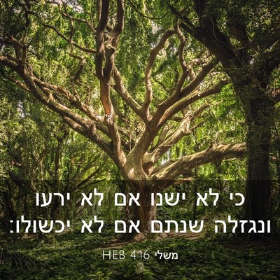 Picture 03 - משלי 4:16 HEB - כי לא ישנו אם לא ירעו - Bible Verse Picture