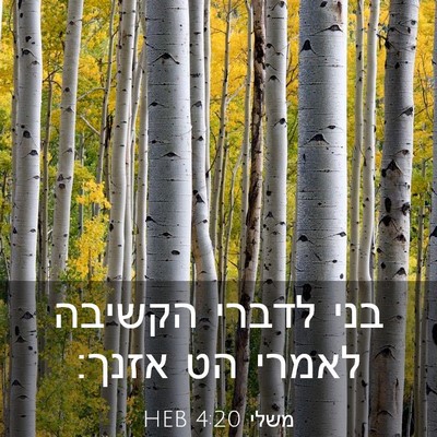 Picture 03 - משלי 4:20 HEB - בני לדברי הקשיבה לאמרי הט - Bible Verse Picture