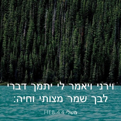 Picture 03 - משלי 4:4 HEB - וירני ויאמר לי יתמך דברי - Bible Verse Picture
