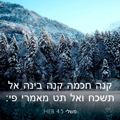 Picture 03 - משלי 4:5 HEB - קנה חכמה קנה בינה אל תשכח - Bible Verse Picture
