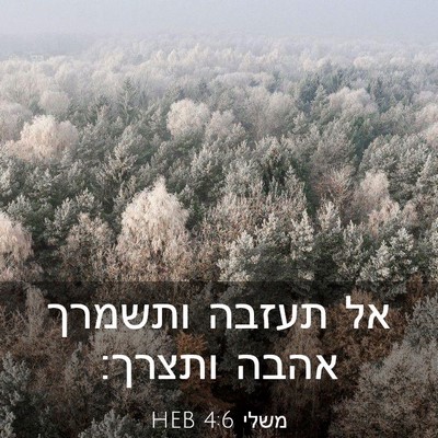 Picture 03 - משלי 4:6 HEB - אל תעזבה ותשמרך אהבה - Bible Verse Picture