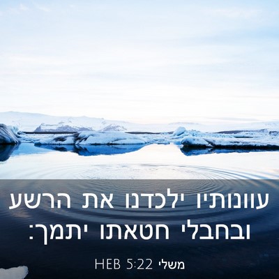 Picture 03 - משלי 5:22 HEB - עוונותיו ילכדנו את הרשע - Bible Verse Picture