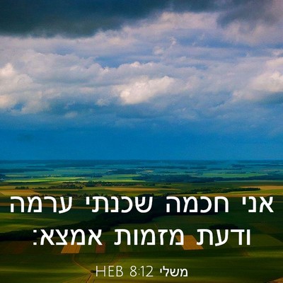 Picture 03 - משלי 8:12 HEB - אני חכמה שכנתי ערמה ודעת - Bible Verse Picture