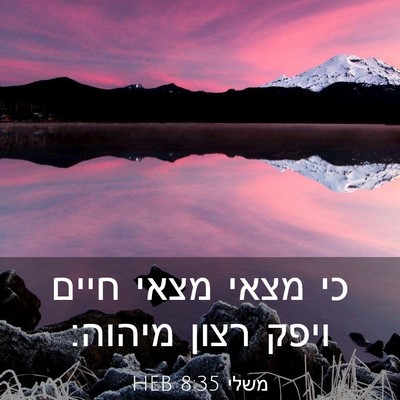 Picture 03 - משלי 8:35 HEB - כי מצאי מצאי חיים ויפק רצון - Bible Verse Picture