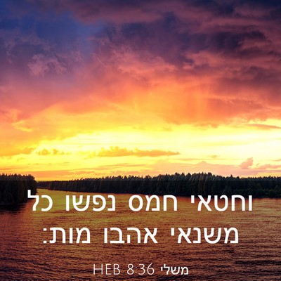 Picture 03 - משלי 8:36 HEB - וחטאי חמס נפשו כל משנאי - Bible Verse Picture