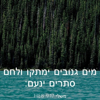 Picture 03 - משלי 9:17 HEB - מים גנובים ימתקו ולחם - Bible Verse Picture