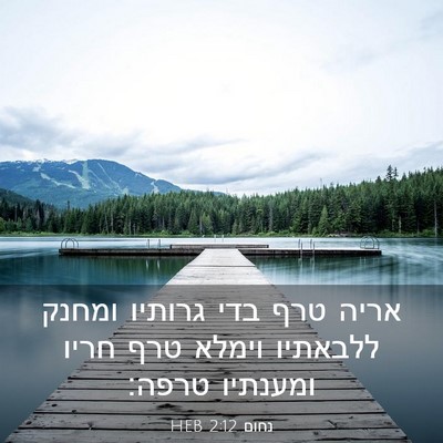 Picture 03 - נחום 2:12 HEB - אריה טרף בדי גרותיו ומחנק - Bible Verse Picture