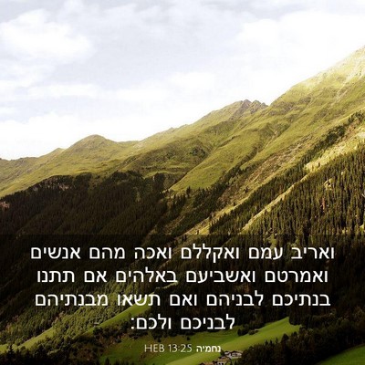 Picture 03 - נחמיה 13:25 HEB - ואריב עמם ואקללם ואכה מהם - Bible Verse Picture