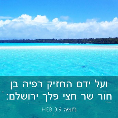 Picture 03 - נחמיה 3:9 HEB - ועל ידם החזיק רפיה בן חור - Bible Verse Picture