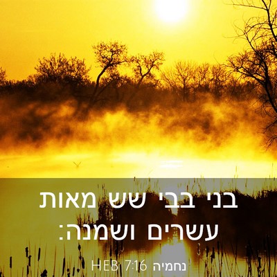 Picture 03 - נחמיה 7:16 HEB - בני בבי שש מאות עשרים - Bible Verse Picture